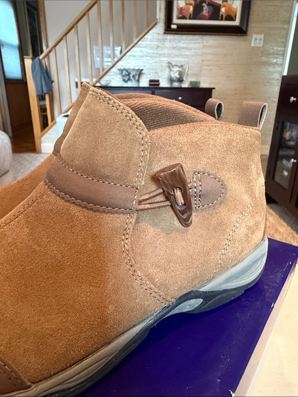 Easy Spirit Explore24 Women's Tan Suede Ankle Boots with Buckle